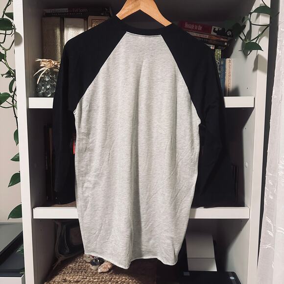 Women's Rose "LOVE" Black and Gray Raglan Shirt Size L - Picture 2 of 6